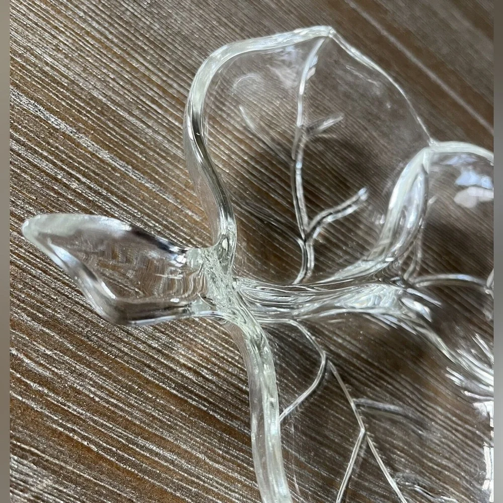 Clear Glass Leaf-Shaped Divided Serving Dish - Clear